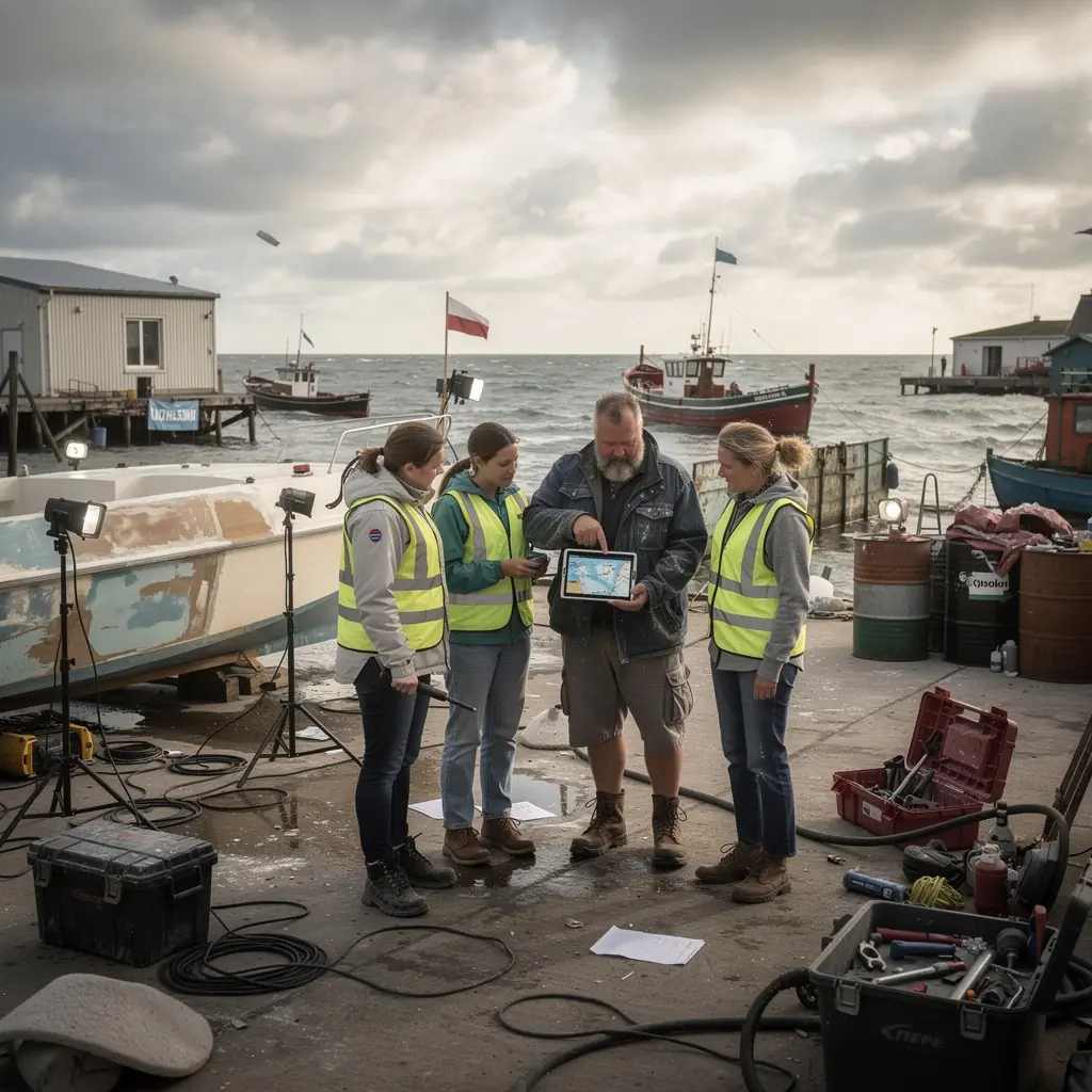 Gela pārklājuma atjaunošana, procesā redzams kuģa virsmas sagatavošana.